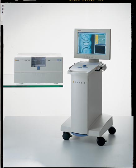 Cerec 3 dental restorative machine and milling unit.